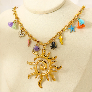 Collier Pendentif Femme Luxueux En Acier Inoxydable Étanche, Motif Poisson-Lune, Idéal Pour Les Vacances (1 Pièce) h5 Image5