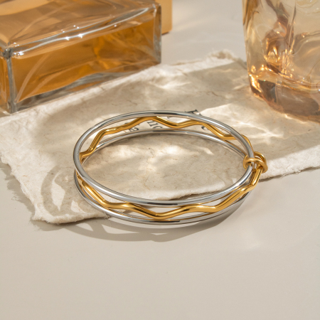Bracelet simple pour femme, 1 pièce, mélange de couleurs or et argent, série quotidienne