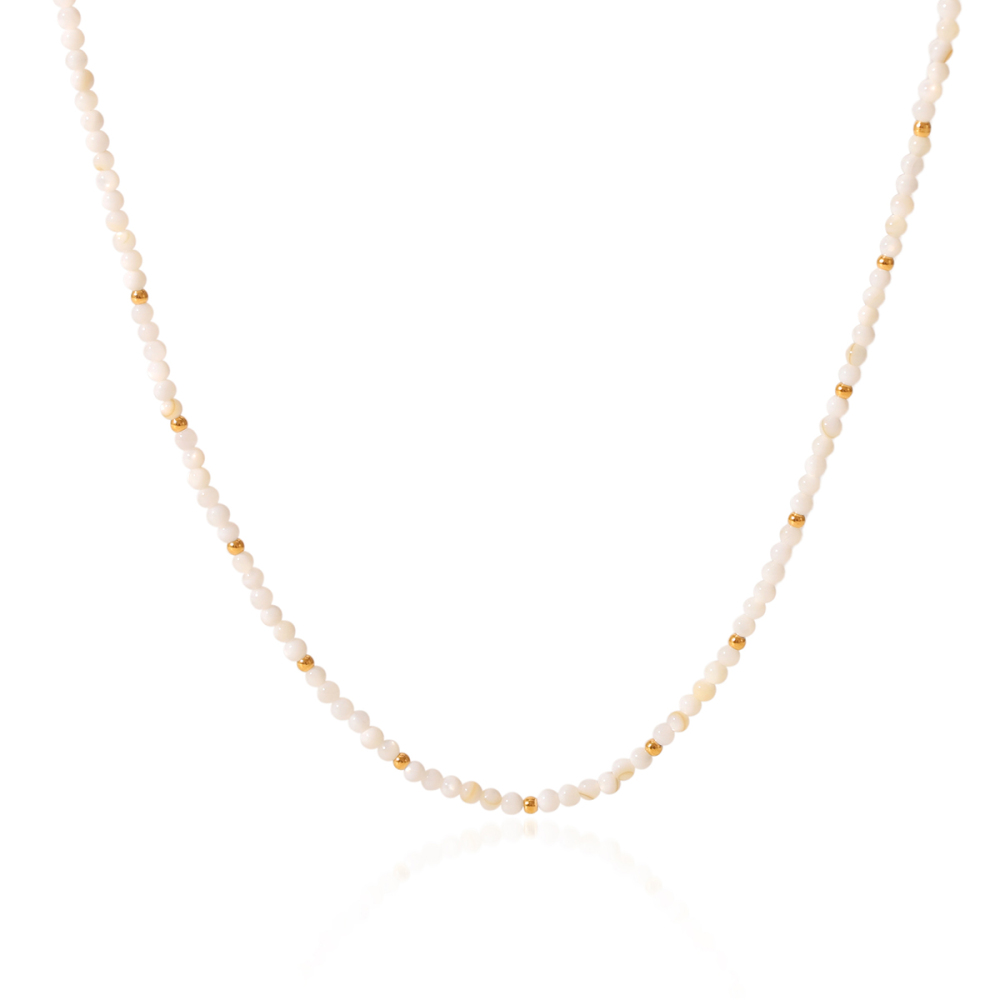 1 Paire De Colliers De Perles Simples Pour Femmes, En Acier Inoxydable Étanche, Collection Daily Beads 