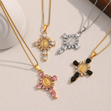 Colliers Pendentifs Pour Femmes, Collection Luxueuse, Croix Classique, En Acier Inoxydable Étanche 2