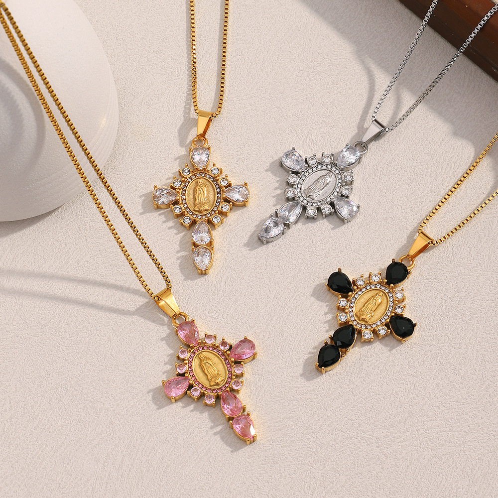 Colliers Pendentifs Pour Femmes, Collection Luxueuse, Croix Classique, En Acier Inoxydable Étanche Image2