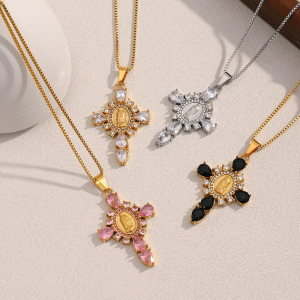 Colliers Pendentifs Pour Femmes, Collection Luxueuse, Croix Classique, En Acier Inoxydable Étanche h5 Image2