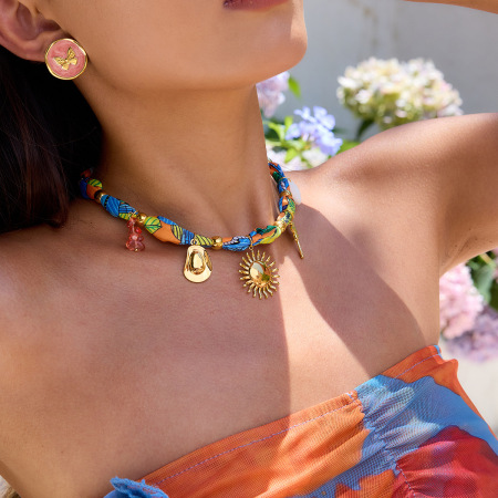 Collier pendentif femme style tropical en acier inoxydable étanche couleur or (1 pièce)