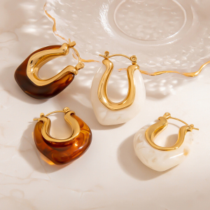 1 Paire De Boucles D'Oreilles Créoles Simples Et Irrégulières En Acier Inoxydable Imperméable Pour Femme h5 Image4