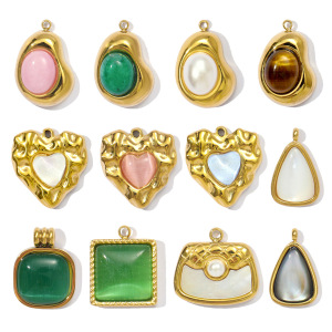 Pendentif Rétro En Pierres Naturelles Pour Femme, 1 Pièce h5 Image5