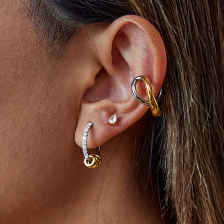 1 paire de boucles d'oreilles créoles simples en acier inoxydable étanche couleur or pour femme 2