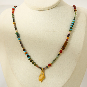Collier De Perles Couleur Or En Pierres Naturelles, 1 Pièce h5 Image4