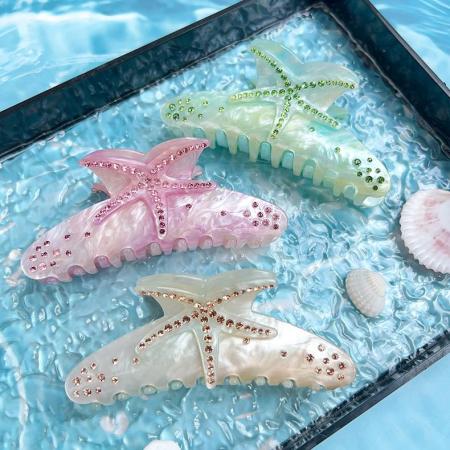 Pinces à cheveux en acrylique pour femme, 1 pièce, motif étoile de mer 2