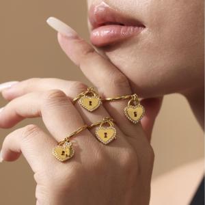 Collier Pendentif Femme Sweet Lock En Forme De Cœur, En Acier Inoxydable Étanche, Couleur Or (1 Pièce) h5 Image7