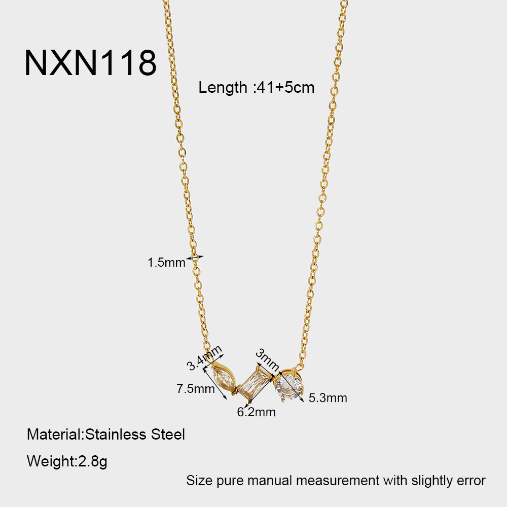 Collier Pendentif En Acier Inoxydable Étanche Couleur Or Avec Zircon (1 Pièce)