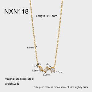 Collier Pendentif En Acier Inoxydable Étanche Couleur Or Avec Zircon (1 Pièce) h5