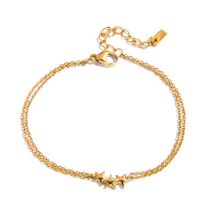 Bracelet À Maillons Pour Femme, En Acier Inoxydable Doré, Étanche, Orné D'Une Étoile Brillante (1 Pièce). h5