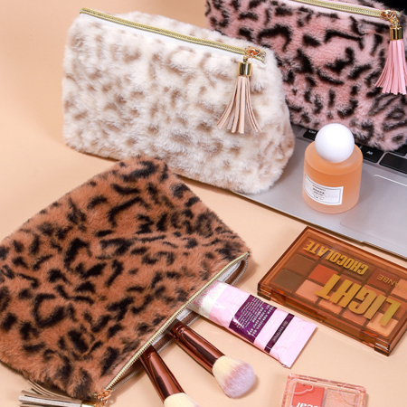 Trousse de maquillage en peluche léopard rétro 1 pièce 2