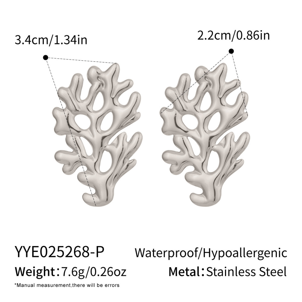 1 Paire De Boucles D'Oreilles À Tige En Acier Inoxydable Couleur Or Pour Femme, Série Simple Daily Coral
