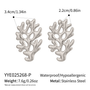1 Paire De Boucles D'Oreilles À Tige En Acier Inoxydable Couleur Or Pour Femme, Série Simple Daily Coral h5