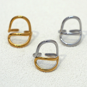 Bague Tendance Décontractée De Forme Irrégulière En Acier Inoxydable, Couleur Or, Étanche. h5 Image6