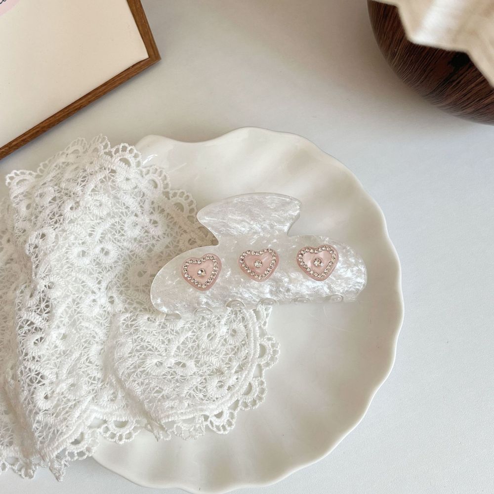 1 Paire De Pinces À Cheveux En Acétate Pour Femme, Série Simple, Motif Cœur Mignon 