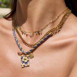 Collier Tressé Pour Femme, 1 Pièce, En Acier Inoxydable Brillant, Étanche, Couleur Or h5 Image2