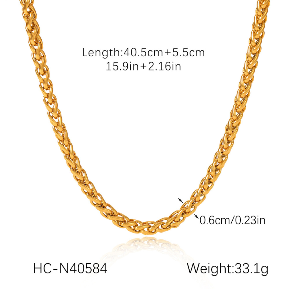 1 Collier À Maillons Quotidiens En Acier Inoxydable Étanche Couleur Or Pour Femme h5Image2