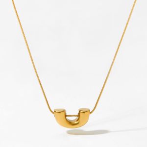 Colliers Pendentifs Pour Femmes En Acier Inoxydable, Couleur Or, En Forme De Cœur Simple En Forme De U h5 Image4