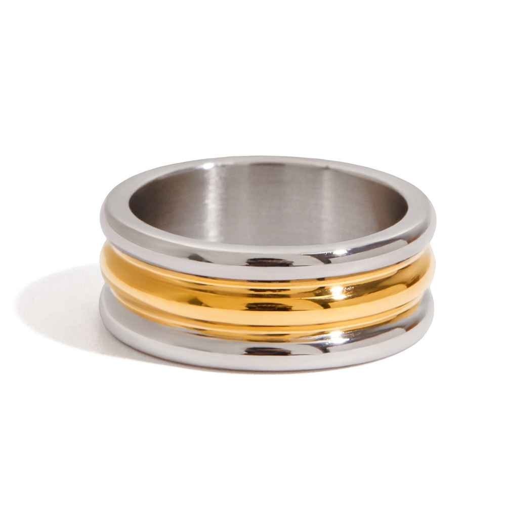 Bague Minimaliste Annulaire En Acier Inoxydable Étanche, Couleur Argent Et Or (1 Pièce) 