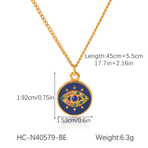 Collier Pendentif Œil De Diable En Acier Inoxydable Étanche Pour Femme (1 Pièce) h5 Image2