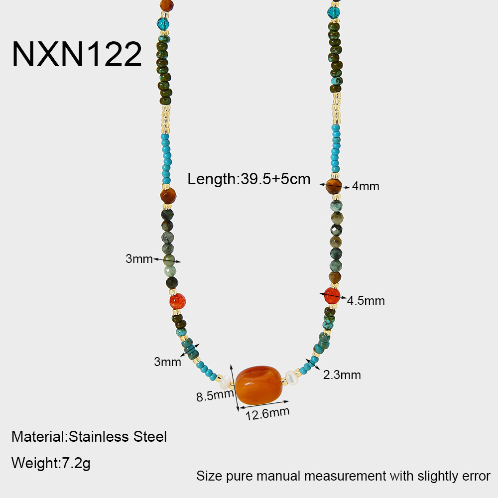 Collier De Perles Couleur Or En Pierres Naturelles, 1 Pièce 