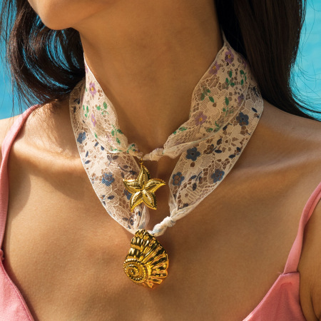 Collier pendentif romantique en acier inoxydable imperméable couleur or