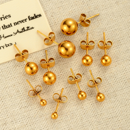 Boucles d'oreilles piercing femme minimalistes en acier inoxydable, étanches, couleur or (1 pièce).