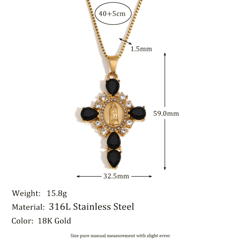 Colliers Pendentifs Pour Femmes, Collection Luxueuse, Croix Classique, En Acier Inoxydable Étanche