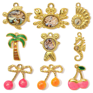 Pendentif Femme En Acier Inoxydable Couleur Or, Motif Cerisier Naturel, Étanche, Collection Romantique (1 Pièce) h5 Image5