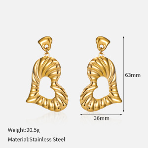 Boucles D'Oreilles Pendantes En Acier Inoxydable Doré, Étanches, En Forme De Cœur (1 Paire) h5 
