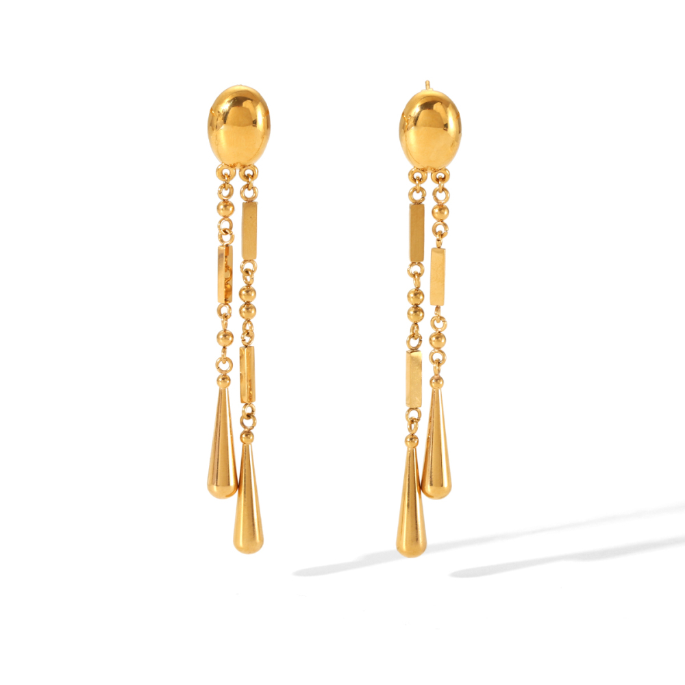 Boucles D'Oreilles Pendantes Pour Femme, En Acier Inoxydable Imperméable, Avec Pompon Simple (1 Paire).