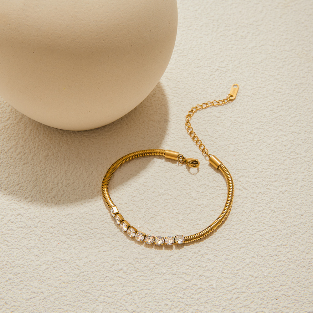 Bracelet Chaîne Femme En Acier Inoxydable Doré, Imperméable, Orné D'Une Étoile (1 Pièce) h5Image6