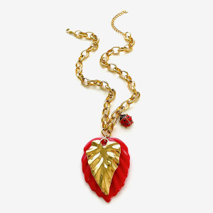 Collier Pendentif Feuille En Acier Inoxydable Étanche Couleur Or h5 Image6