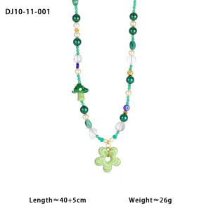 Collier De Perles En Verre Pour Femme, Motif Fleur De Vacances, 1 Pièce h5 Image2