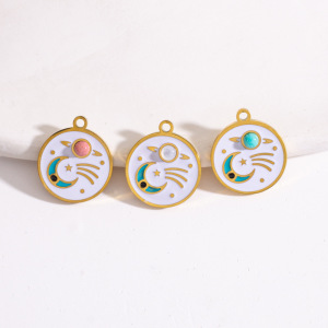 Pendentif Simple Et Classique Soleil/Lune En Acier Inoxydable Étanche À Monter Soi-Même h5 Image3