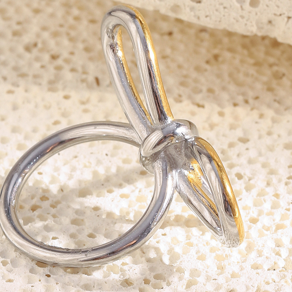Bague Tendance Élégante Et Irrégulière En Acier Inoxydable Doré, De La Collection Romantique (1 Pièce), Étanche. h5Image3