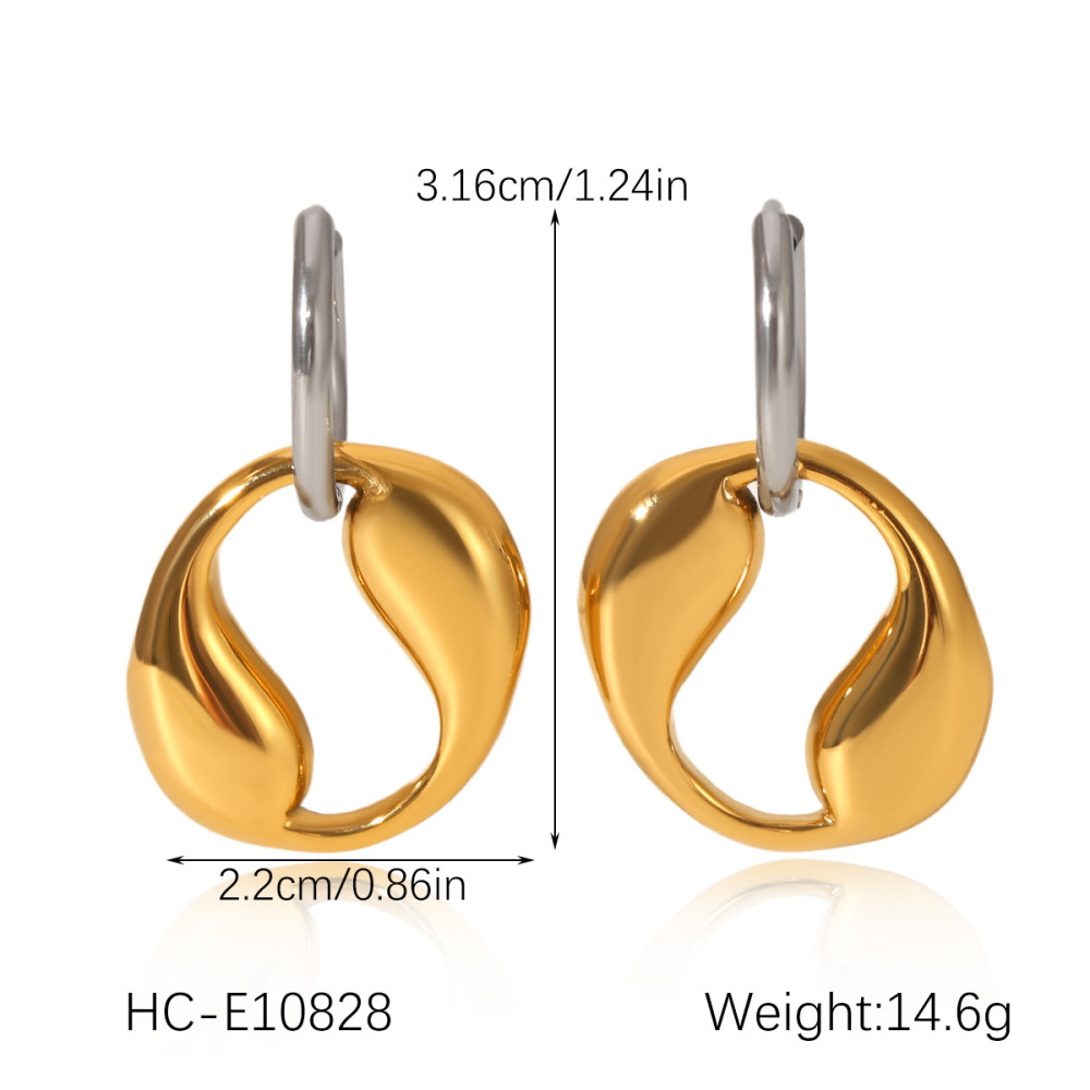1 Paire De Boucles D'Oreilles Créoles Simples Et Élégantes Pour Femme, En Acier Inoxydable Doré, Imperméables, De Forme Irrégulière. h5Image2