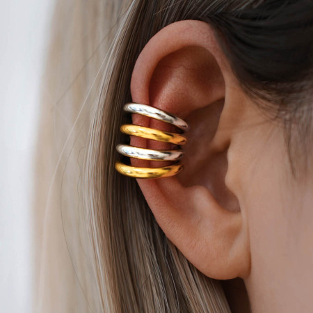 1 pièce de manchettes d'oreilles femme en acier inoxydable, couleur or, étanches, de couleurs assorties