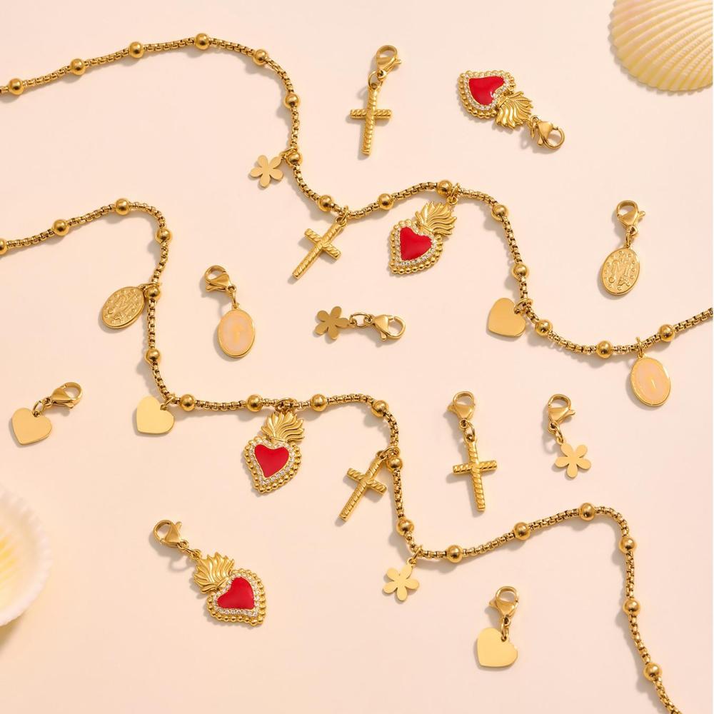 Collier Pendentif Élégant Pour Femme, En Acier Inoxydable, Imperméable, Orné De Perles De Zircon Et D'Une Fleur (1 Pièce) Image5