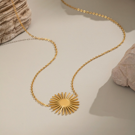 Collier pendentif femme simple et décontracté en acier inoxydable étanche couleur or (1 pièce) 2