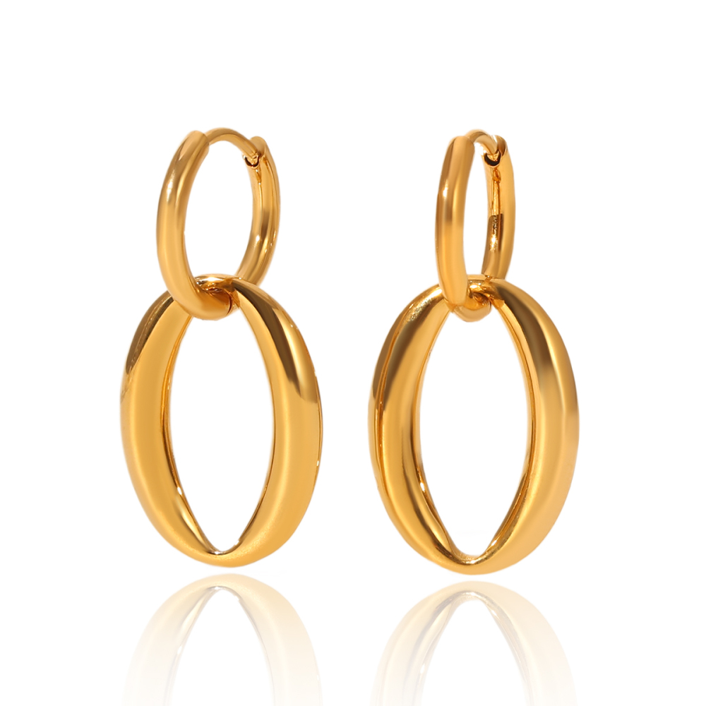1 Paire De Boucles D'Oreilles Créoles Géométriques Simples Pour Femme, En Acier Inoxydable Étanches.
