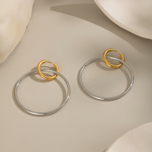1 Paire De Boucles D'Oreilles Pendantes Rondes En Acier Inoxydable Étanche, De Couleurs Assorties h5 Image3