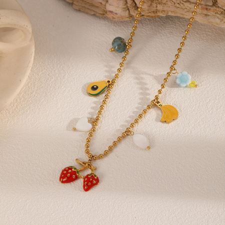 Collier pendentif femme étanche en acier inoxydable, motif fruit sucré (1 pièce)