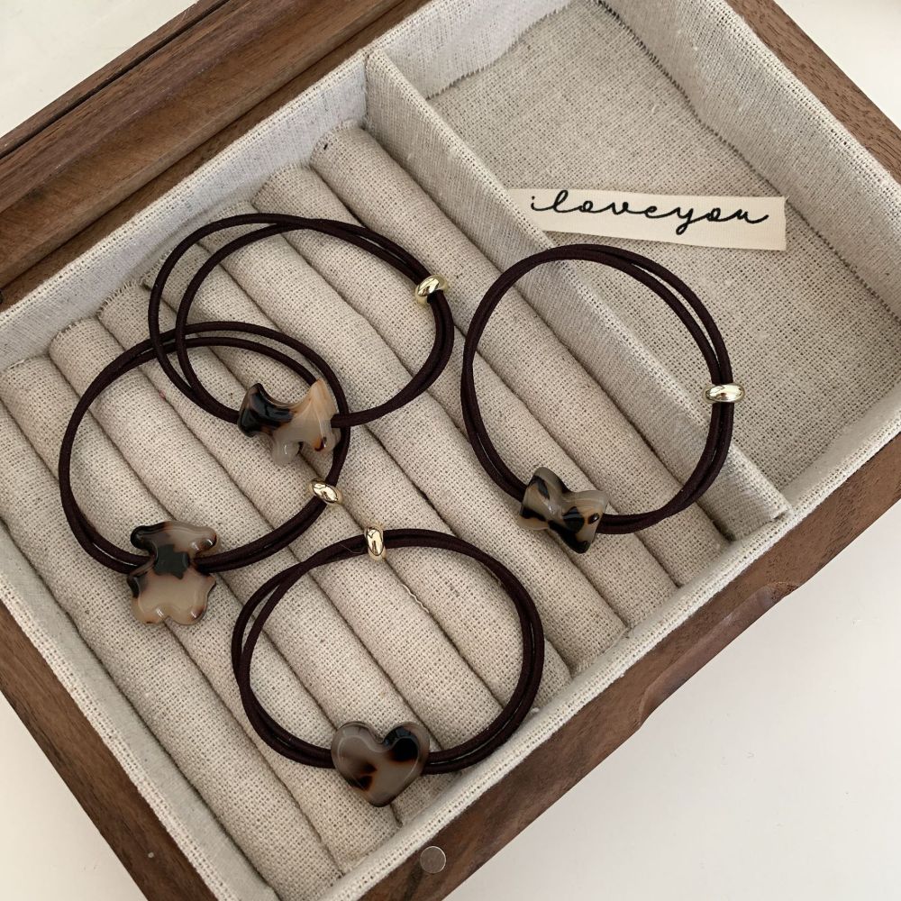 1 Paire D'Élastiques À Cheveux En Acétate Pour Femme, Motif Chien Mignon Image3
