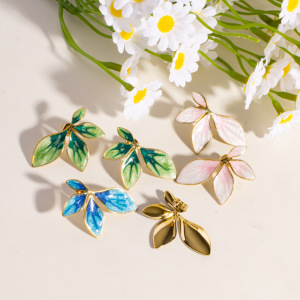 1 Paire De Boucles D'Oreilles Puces Pour Femme, Motif Floral Romantique, En Acier Inoxydable Étanche. h5 Image4