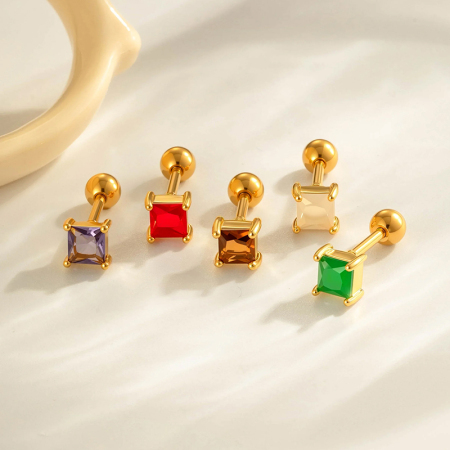 Boucle d'oreille piercing en zircon couleur cuivre or 1 pièce