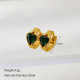 Boucles d'oreilles en diamant cœur vert Image2