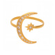 Bague Étoile Lune Dorée en Zircon 5A/N°7 